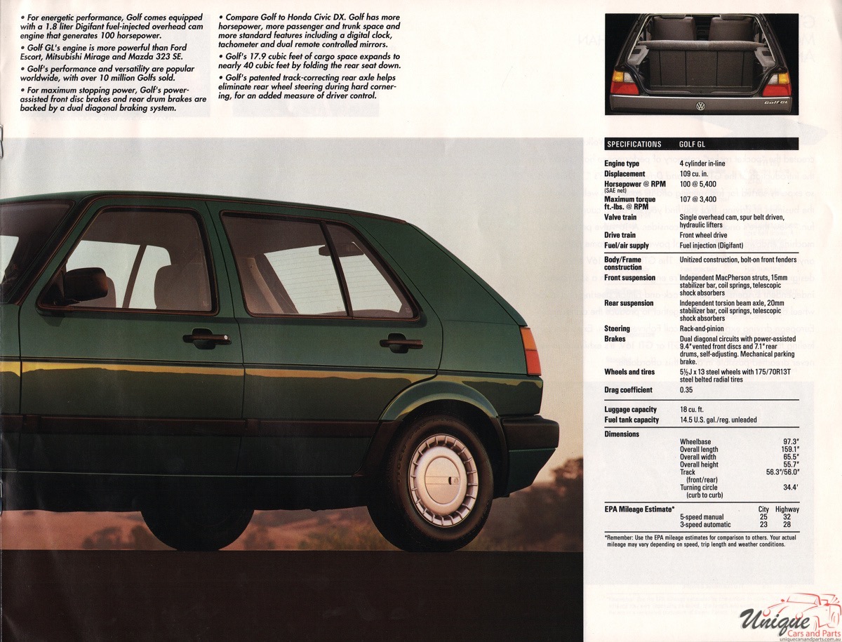 1991 VW Full Line Brochure Page 36